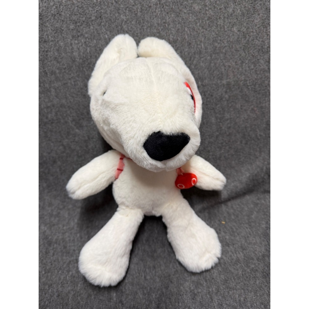 Target Bullseye Dog Plush  White Stuffed Animal w/ Ladybug  Plaid Backpack 10"